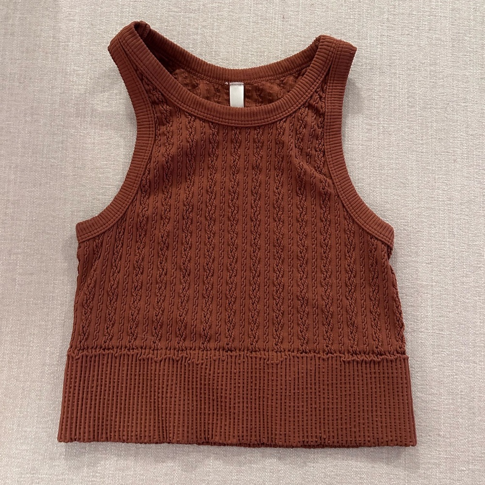 High neck crop tank. One size.